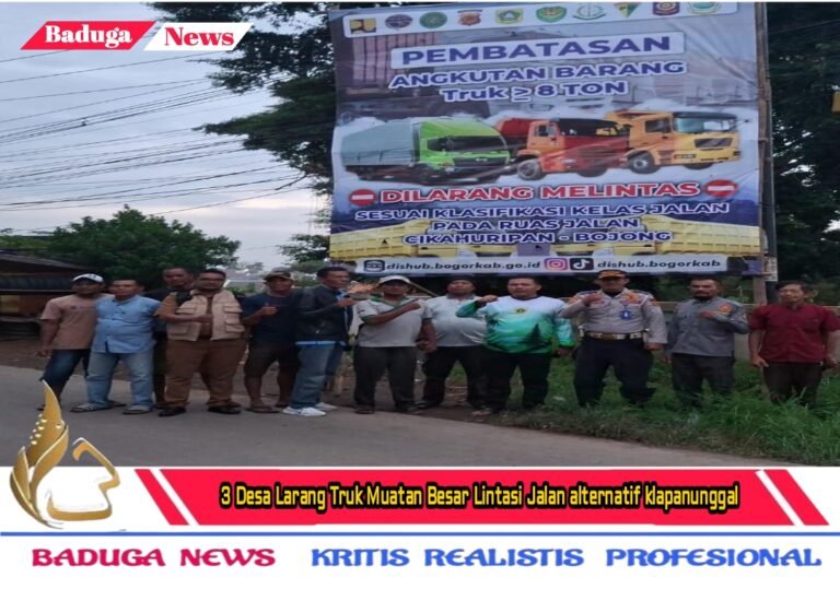 Pemasangan Banner, 3 Desa Sepakat Larang Truk Muatan Besar Melintas Jalan Alternatif Klapanunggal – Bojong