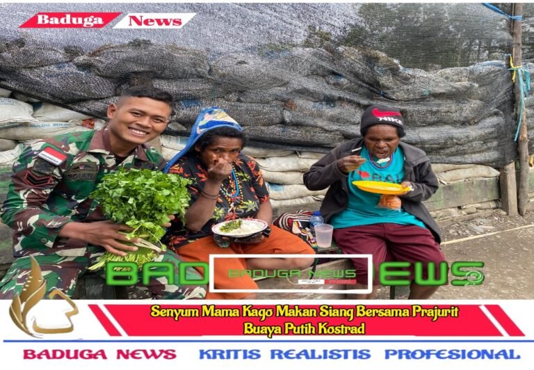Senyum Mama Kago Makan Siang Bersama Prajurit Buaya Putih Kostrad