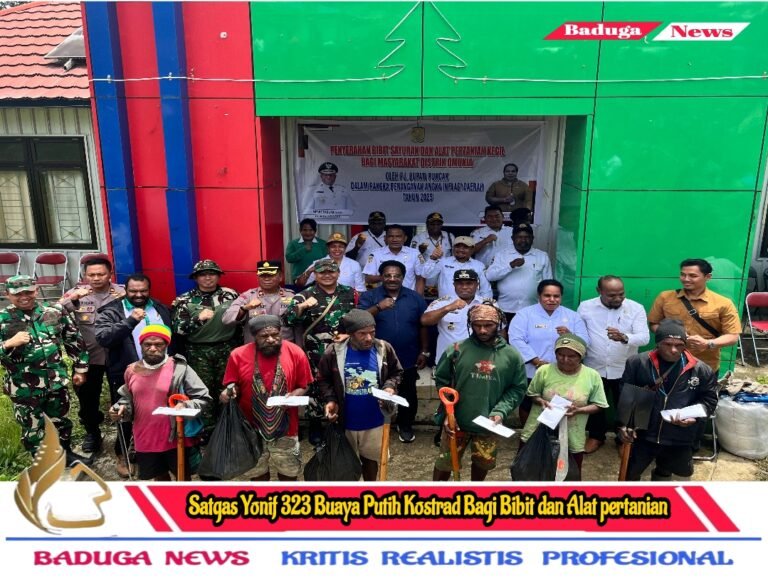 Tingkatkan Ketahanan Pangan, Satgas Yonif 323 Buaya Putih Kostrad Bagikan Bibit dan Alat pertanian Kecil