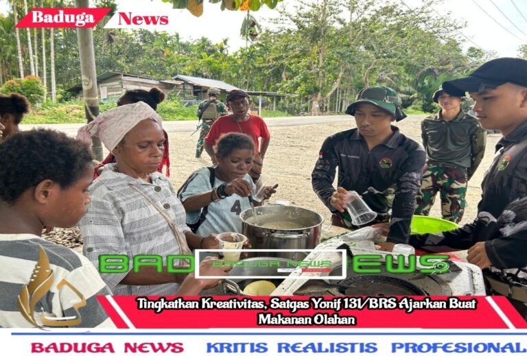 Tingkatkan Kreativitas, Satgas Yonif 131/BRS Ajarkan Buat Makanan Olahan