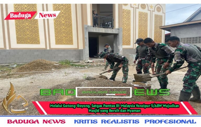 Melalui Gotong-Royong, Satgas Pamtas RI-Malaysia Yonzipur 5/ABW Wujudkan Masjid yang Bersih dan Nyaman