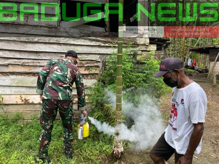 Basmi Malaria, Satgas Yonif 131/Brajasakti Lakukan Fogging di Kampung Ampas Perbatasan Papua